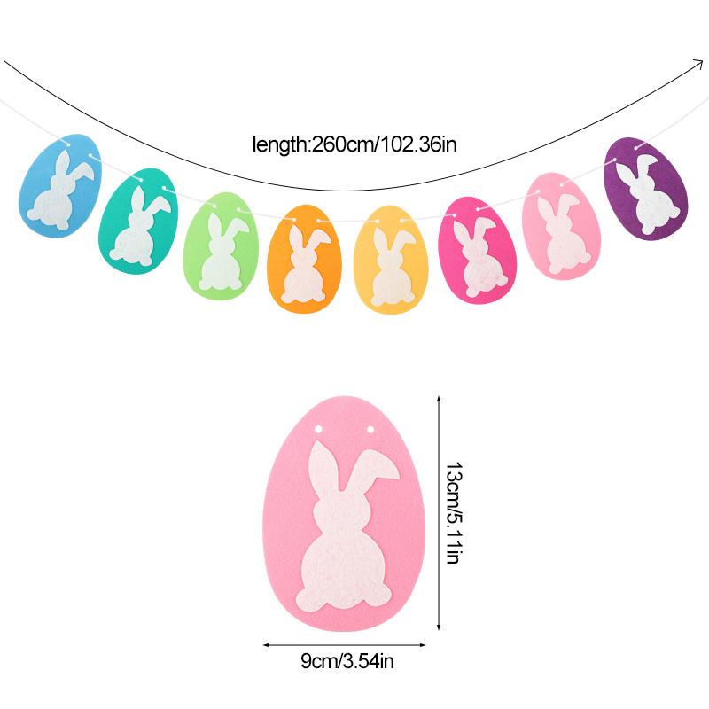 2.5Meters Easter Rabbit Egg Felt Banner Flag for Spring Easter Party Home Wall Decoration Supplies DIY Bunny Hanging Garland