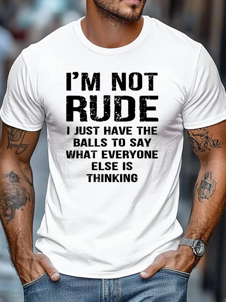 I'M Not Being Impolite to Say That This Slogan-Print Short-Sleeved T-Shirt Is Straightforward And Has a Relaxed Round-Ne