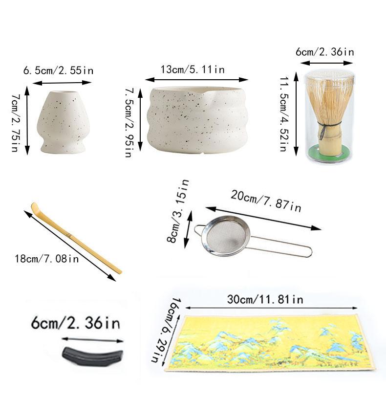 7pcs/set Japanese Style Matcha Tea Set With Tool Rack, Including Bowl, Whisk, Spoon, Great Gift For Ceremony, Traditional Japane