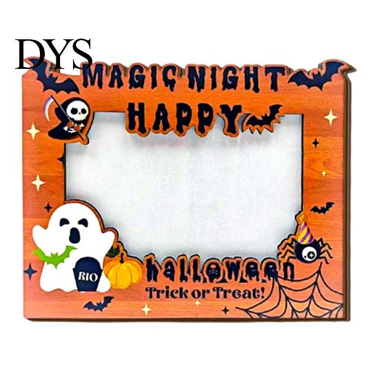 Creative Autumn Housewarming Gifts Halloween Wooden Photo Frame, Double Layer Wood Tabletop Picture Holder, Frames Display Stand for Home Holiday