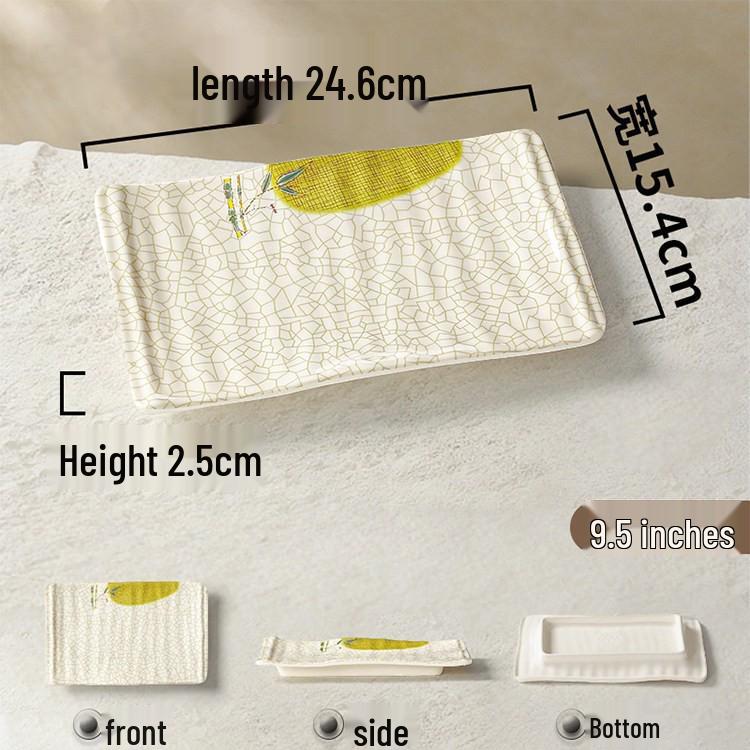 Melamine Rectangular Porcelain-Style Plate for Hot Pot & Side Dishes