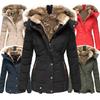 Winter Casual Warm Fur Collar Zipper Button Cardigan Long Sleeved Slim Coat Hooded
