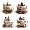 Yousheng 4 Pcs 2D Acrylic Christmas Ornament Cup Shaped Hot Cocoa Hanging Ornaments Snow Village House Xmas Tree Decoration for Tree Car Decor