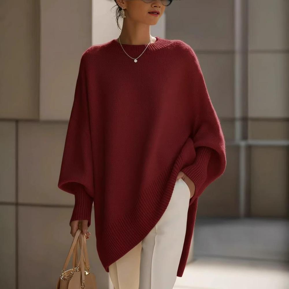 Damen Uni Rundhals Pullover Strickoberteil, Lockerer Fauler Stil Freizeit Strickbluse