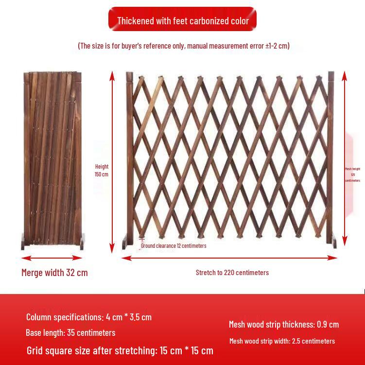 Retractable Outdoor Garden Fence: Anti-Corrosion Wood Railing & Trellis for Courtyards and Balconies