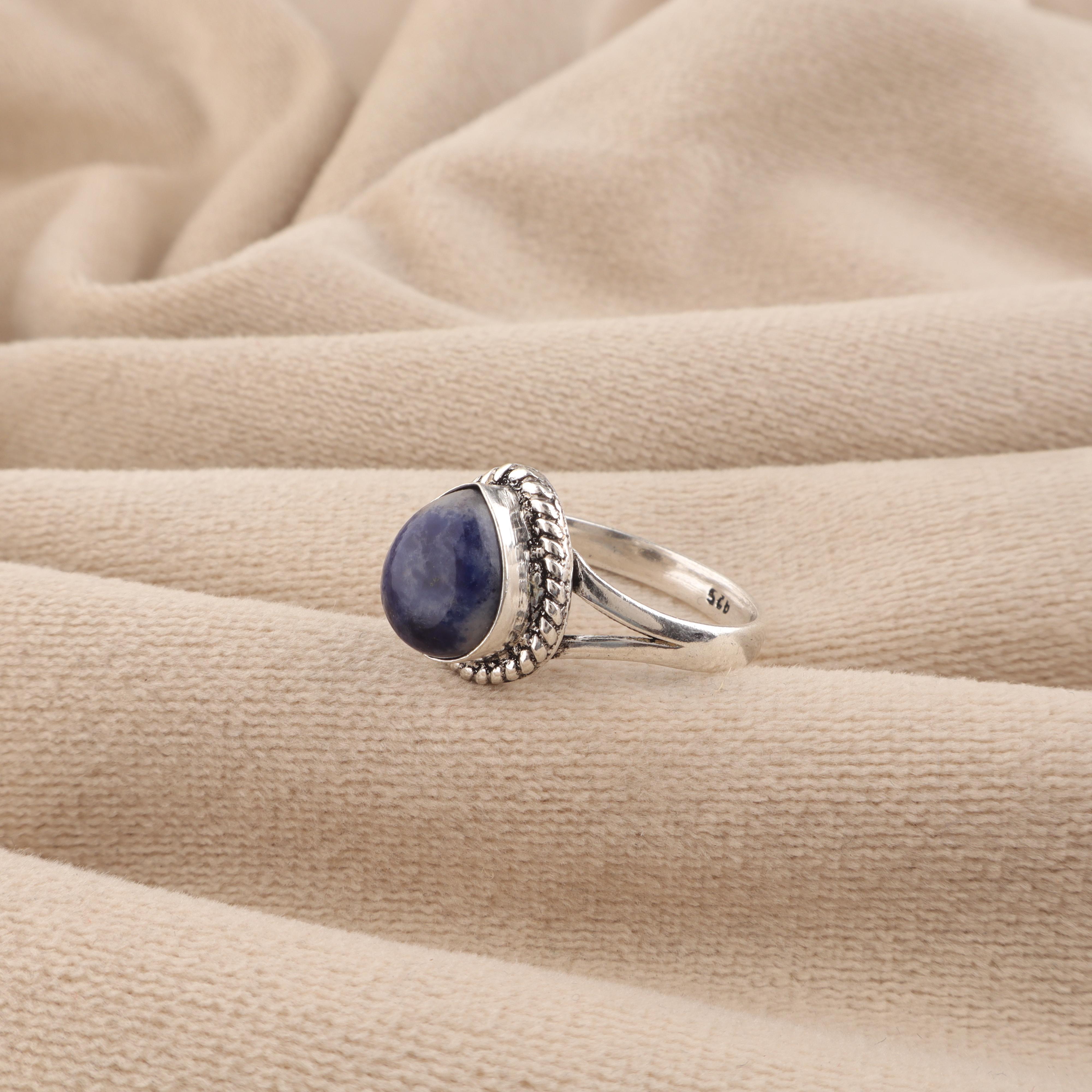

Natural Sodalite Gemstone 925 Sterling Silver Jewelry Handmade Ring For wedding Gift RR-85-29 13