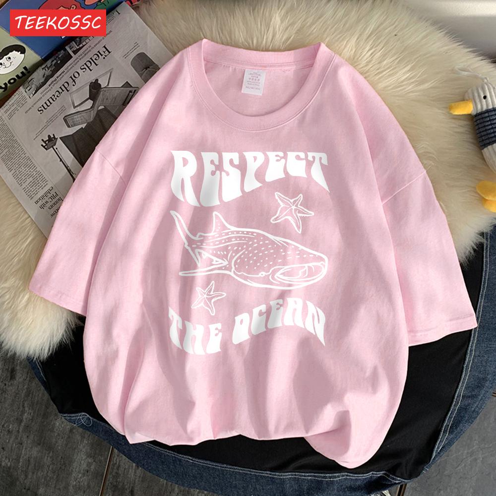 Respect The Ocean Protecting Whales Print Mans T-Shirts Fitting Oversized T-Shirt Leisure Soft Tshirt Pleasure Breathable Tops