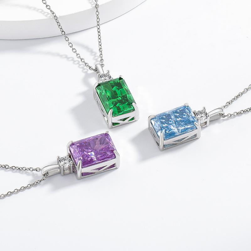 Elegant Light Luxury 925 Silver Pendant Necklace with High Carbon Diamond Ice Flower Cut Zircon In Perfume Bottle Shape