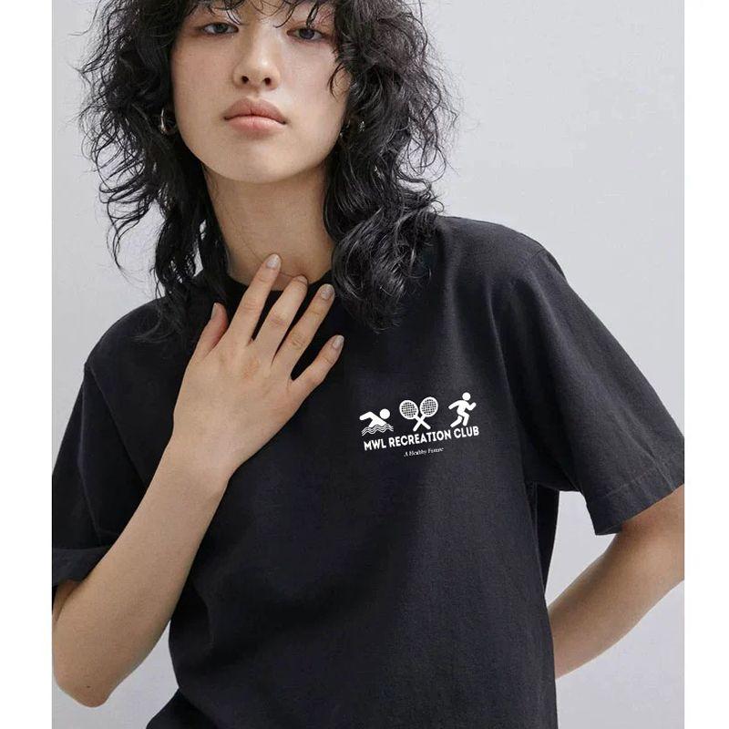 Recreation Club American Retro Sports Style Casual Sports Fitness Letter Pure Cotton Short Sleeve T-shirt