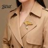 Women Brooch High-Gloss Rhinestone Inlay Faux Pearl Decor Ginkgo Leaf