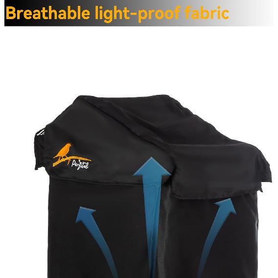 Small Bird Cage Cover(Black) Good Night Black-Out Cover for Birdcage with Roof Top Durable Breathable Washable Material (18x14x 39) inches(cage is