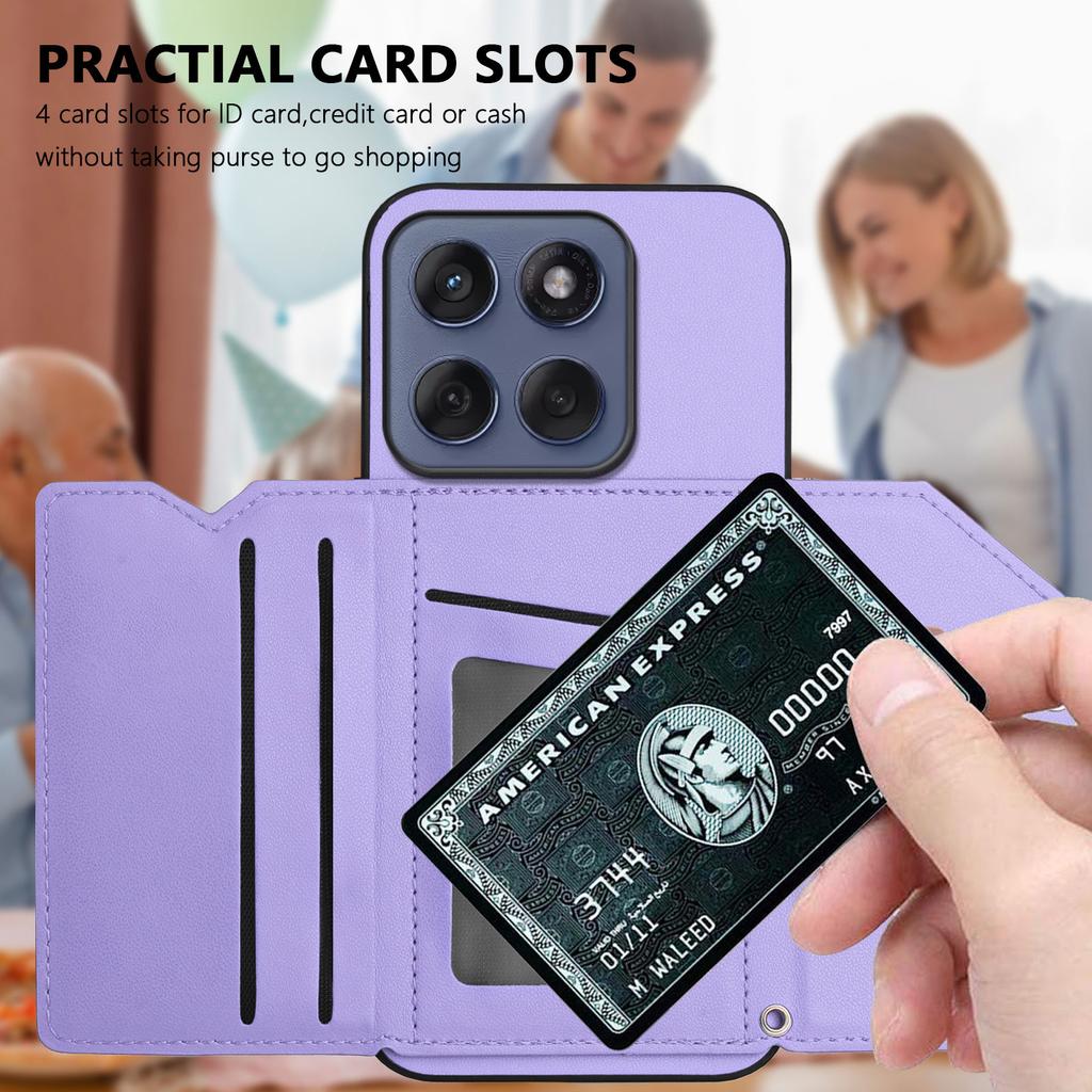 For Motorola Edge 60 5G/Motorola Edge 60s 5G/Motorola Edge 60 Fusion 5G Case Card Holder Kickstand Skin-Touch Phone Cover with Wrist Strap