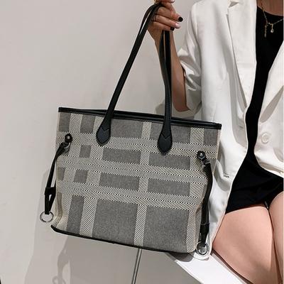 Neue trendige Mode zum Pendeln mit großer Kapazität, Zebramuster, einzelne Schultertasche aus Canvas, lässig, kariert, Einkaufstaschen für Frauen