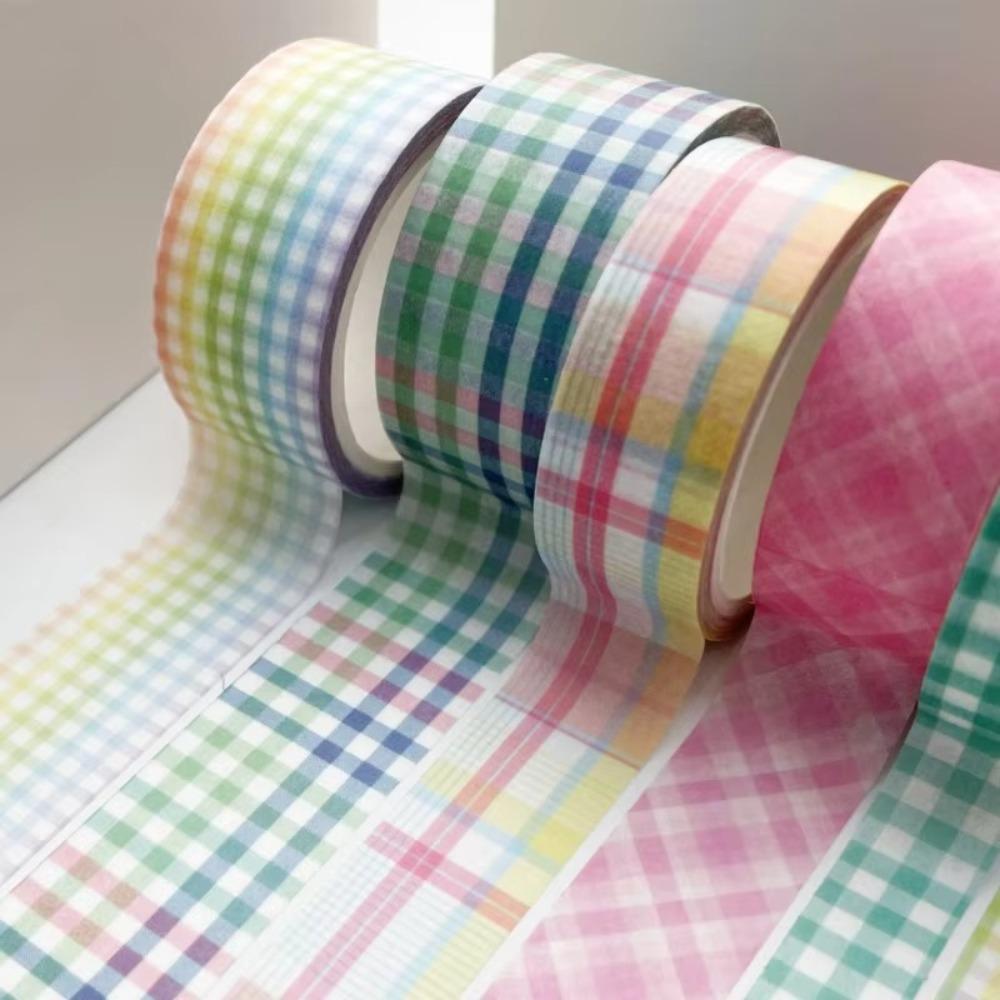 6Rolls/box Kawaii 6 Colors Plaid Washi Tape DIY Handbook Wrapping Paper Stickers