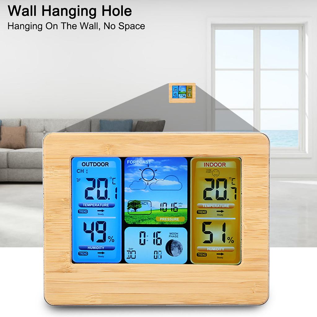 LCD Digital Wireless Weather Station Clock Thermometer Indoor&Outdoor Humidity