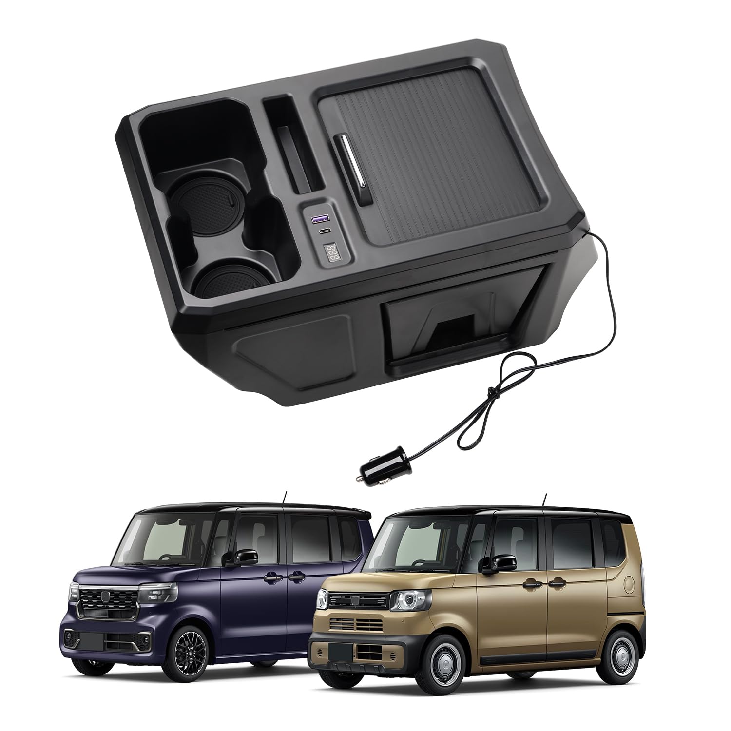 

Auto Spec Compatible with Honda New Custom Center Console Center Drink Trash Center Console Box with Ambient Lower USB Smartphone Small Item Interior