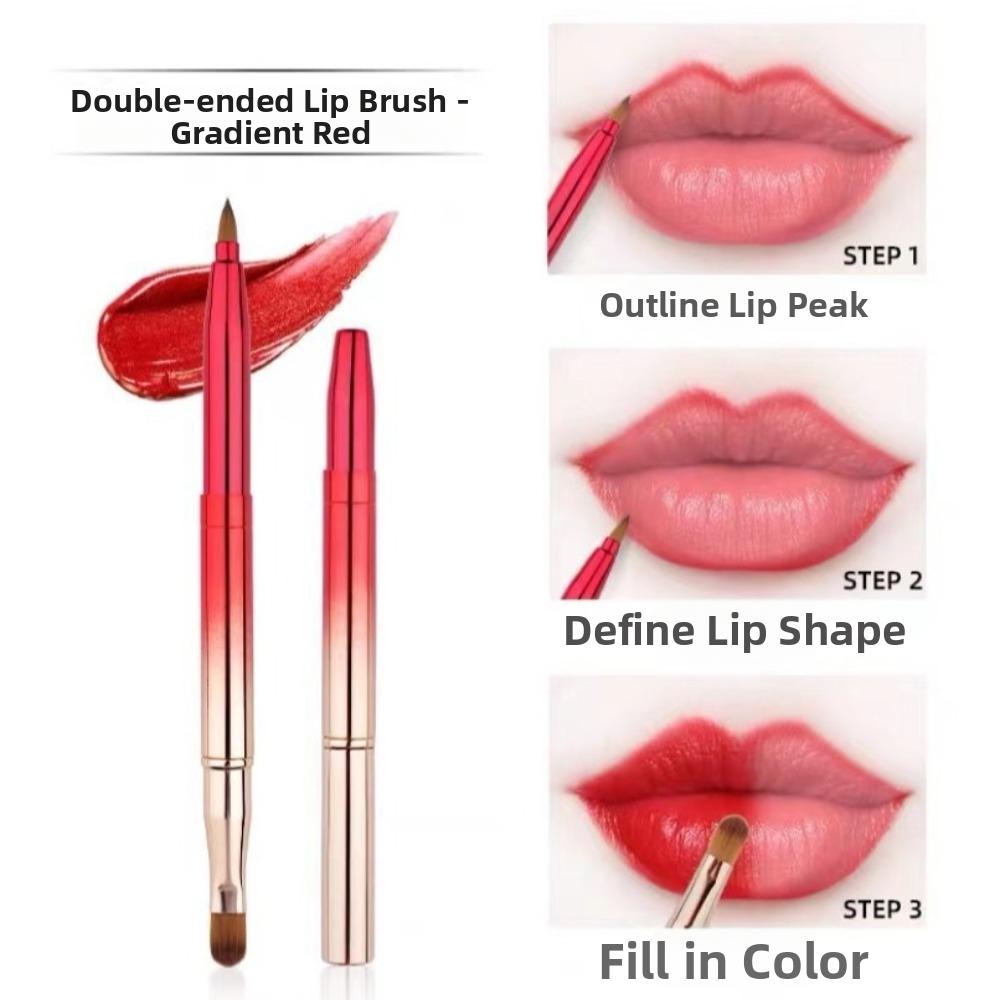 Telescopic Lip Gloss Brush Double-headed Lipstick Brush Portable Retractable Lip Brush Dustproof