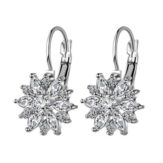 Cubic Zirconia innlagt solsikke dingle leverback øredobber Chic Lady smykker gave