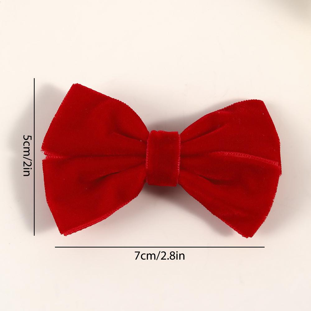 2PCS Velvet Bow Girls Hair Clip Sweet Retro Red Green Bow Hair Clip Handmade Hair Clip Headwear Children's Hair Accessories