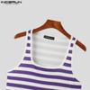 INCERUN Men Sleeveless Striped Vest Casual Sport Tank Tops Undershirts