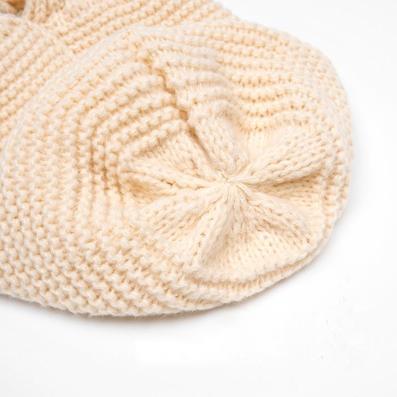 Ear Protection Lace-Up Knitted Hat Women's Autumn Winter Warm Wool Hat