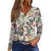 Damen T-Shirt mit Blumenmuster V-Ausschnitt Langarm Reguläres Oberteil Basic T-Shirt Alltags-Wochenend-Mode Knopf