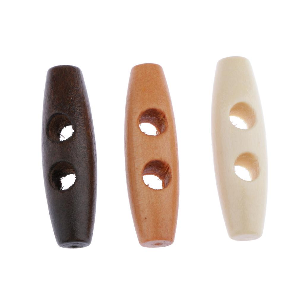 50 Pieces 2 Holes Wooden Horn Toggle Buttons Sewing Clothing Accessories