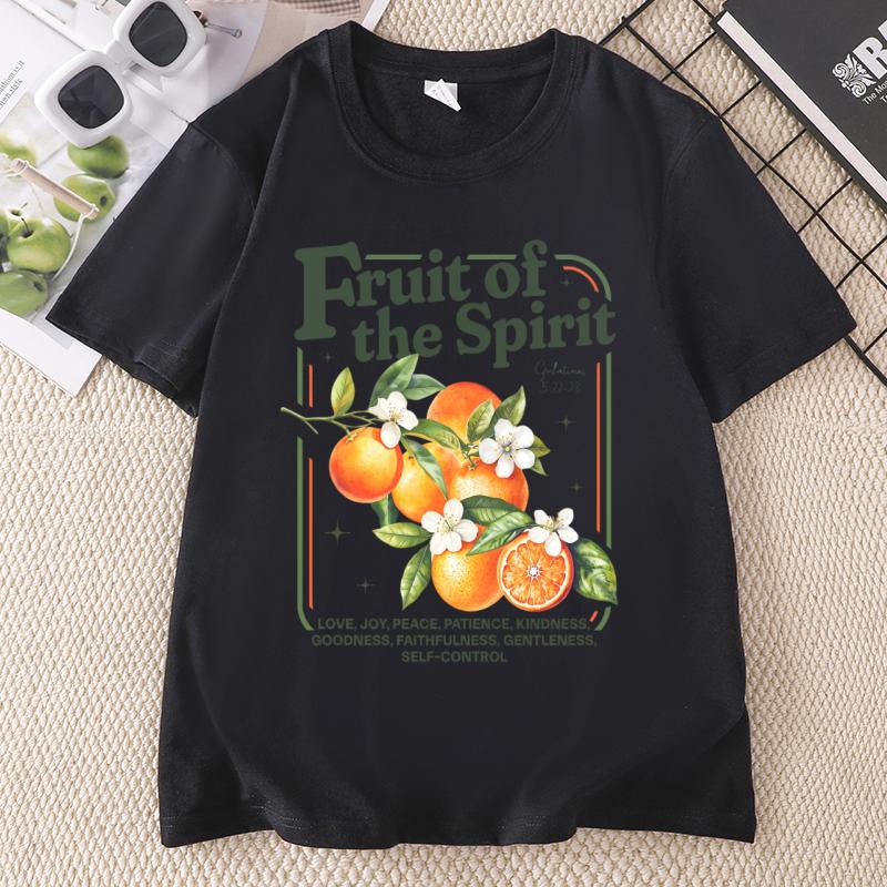 Christian TShirt Unisex Unisex Fruit of The Spirit Graphic Tees Vintage Oranges Tee Aesthetic Fruit T Shirt Bible Verse Tees