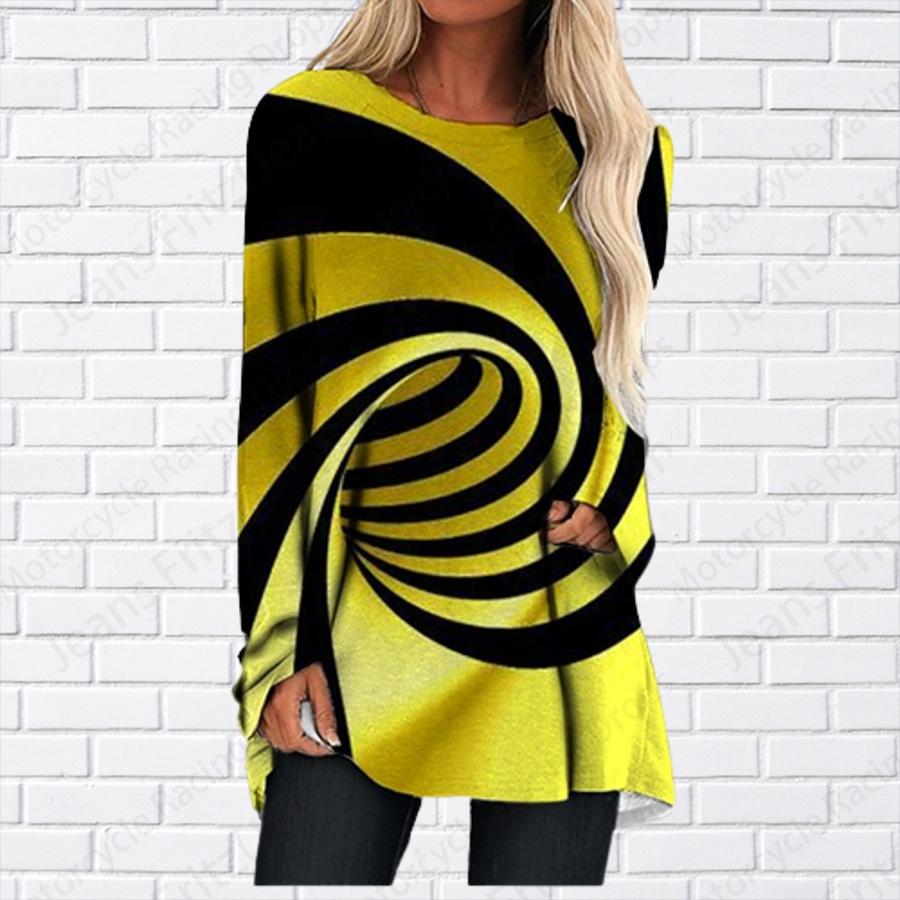 

Оптическая иллюзия 3D принт футболки с длинным рукавом женская мода футболка женские топы футболки геометрические туники топы женская одежда смешные 8XL