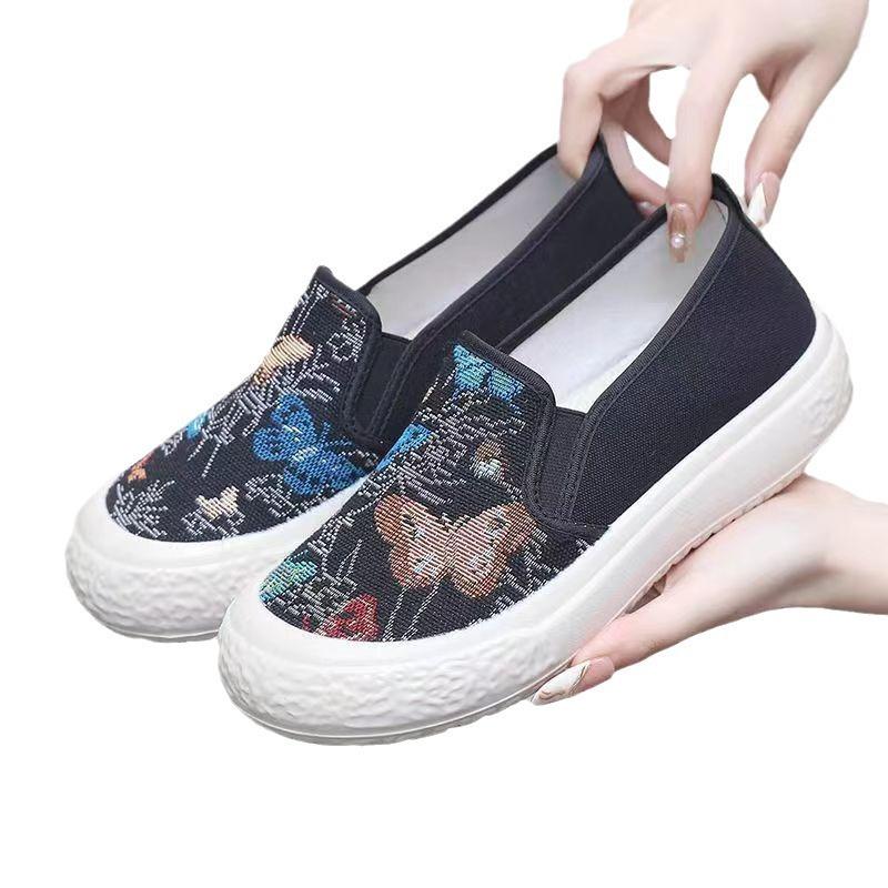 Shoes women's spring new floral shoes casual canvas shoes soft-soled bag head cloth shoes light women's shoes
