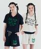 Metapeo Met Summer Knit Ribbon Print Short Sleeve Shorts Set