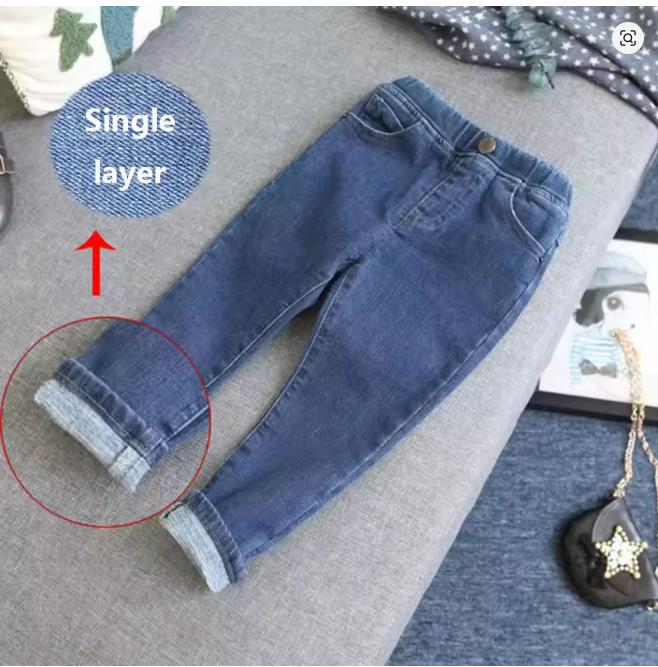 

Baby Kids Spring Autumn Winter Thick Warm Jeans With Fleece For 1-7 Years Boys Girls Casual Denim Pants Kids Children Trousers 80