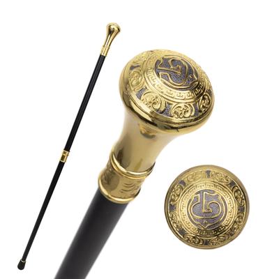 Oro Nero Lusso G Arte Medievale Massoneria Massoni Bastone da passeggio Moda Bastone da passeggio Crosier Knob Bastone da passeggio 93 cm