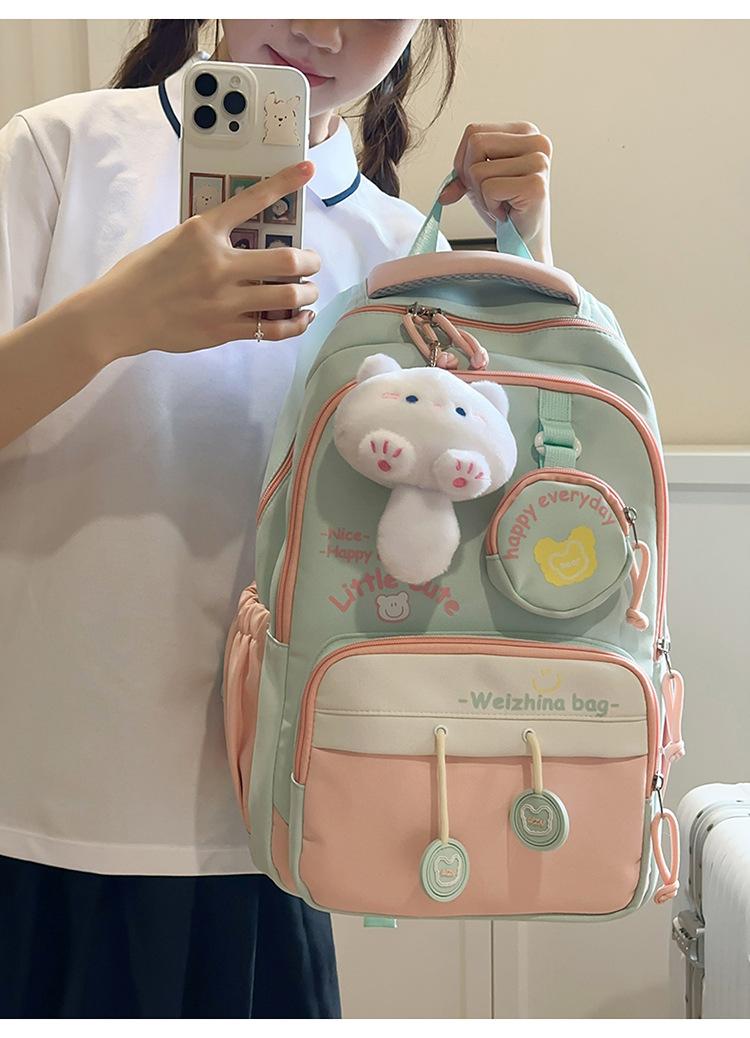 Coole rugzak met kattenhanger Unisex Lichtgewicht Meerdere compartimenten Schooltas Zoete College Stijl Reistassen mochila 28 18 40cm