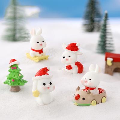 Christmas New Christmas Small Ornament Christmas Sled Rabbit Micro Landscape Snow Accessories Christmas Resin Ornament