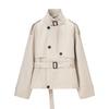 Womens Short Trench Jacket With Belt Casual Commute Style