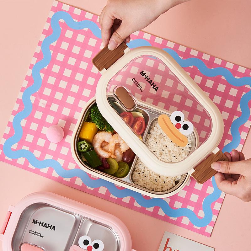 Stainless Steel Bento Lunch Box Kids School Bento Box Kids Sealed Cute Portable Food Container Separate Heatable Lunchbox
