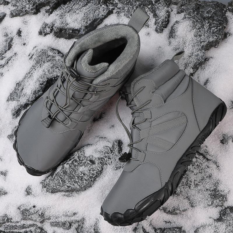 Men s Winter Fleece-Lined Water-Resistant Hiking Boots Fleece-Lined Thermal Cotton Boots Thick-Soled Comfortable Snow Boots 36 темно-серого