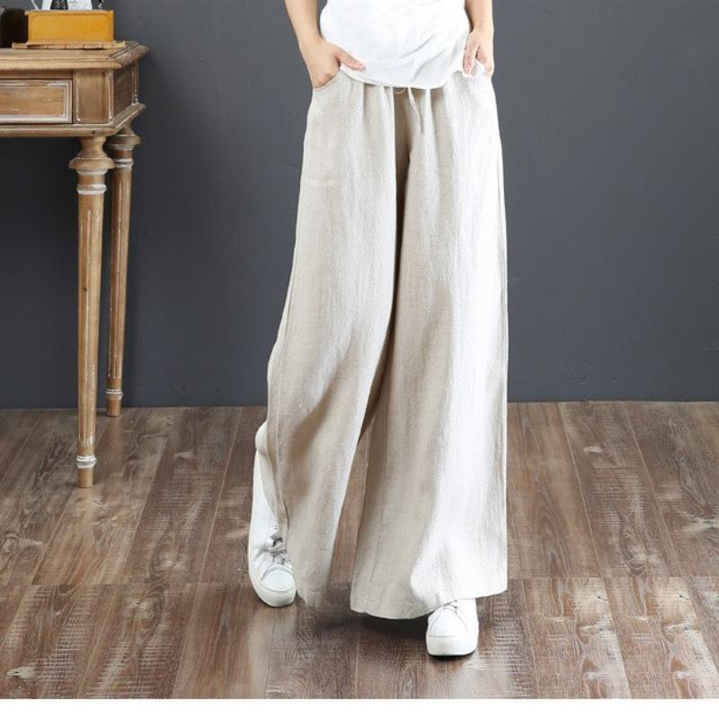 Sixteen-color Spring and Summer Cotton and Linen Women's Loose Large Size Wide-leg Pants, High-waist Mopping Pants, Straight-leg Pants