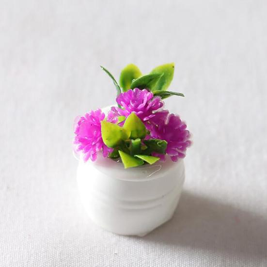 Mini Pot Plant High Simulation Accessories Vivid Color Pot Plant Dollhouse Decor for Landscape