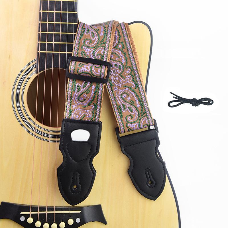 

Високоякісний вишитий, потовщений та подовжений гітарний ремінь для акустичних та електрогітар