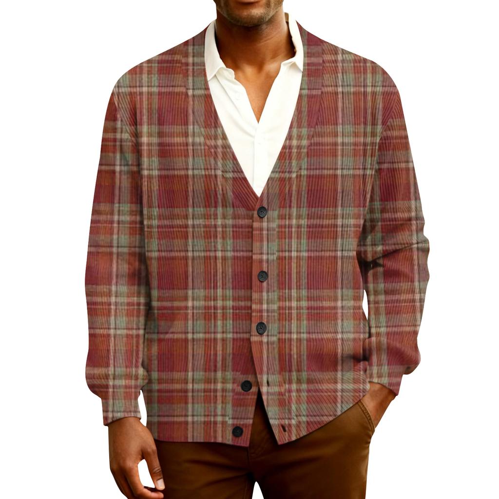 Men's Ribbed Knit Long-Sleeve Cardigan