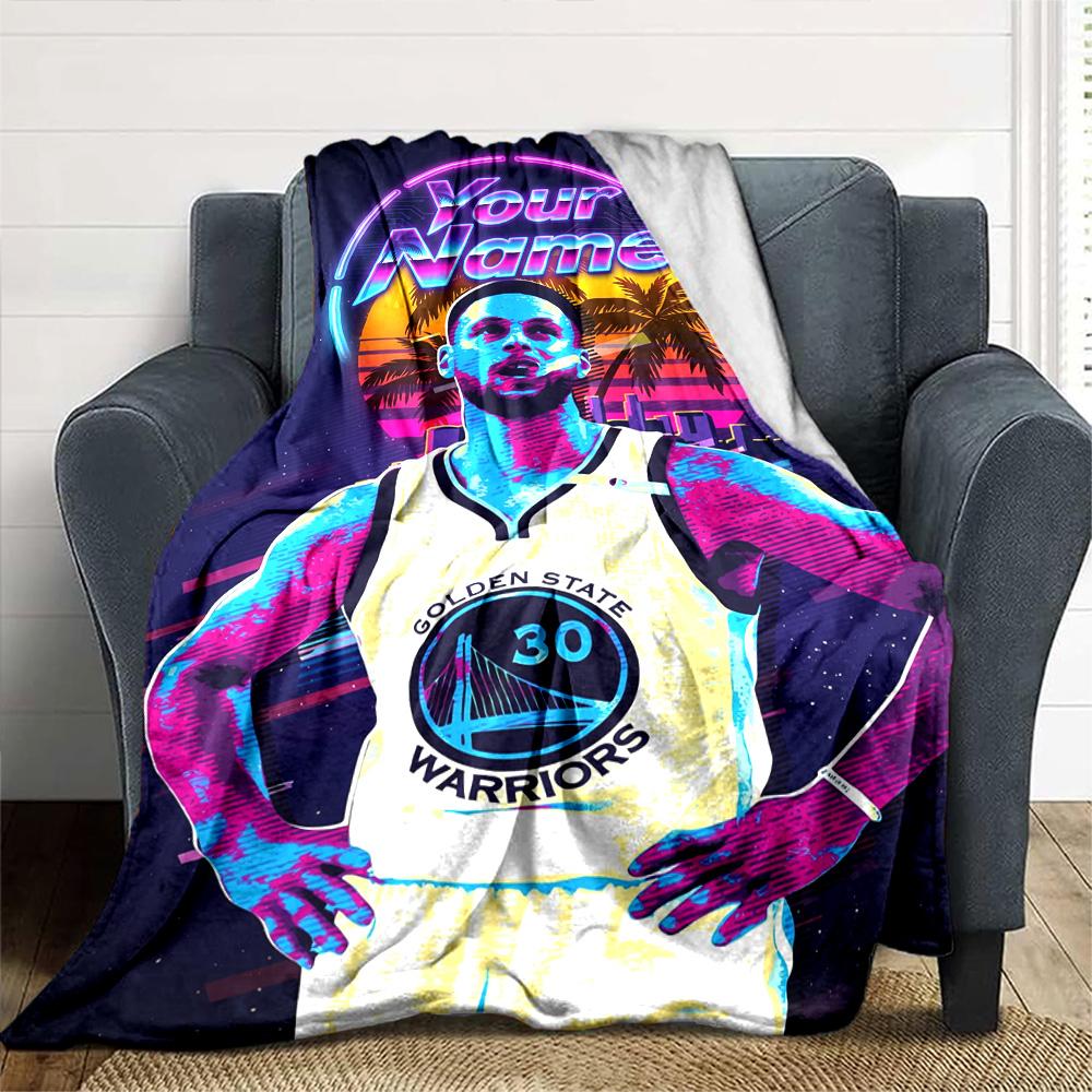 Golden State Curry Game Day Customize Your Name Blanket Lightweight Customizable Blanket Soft & Cozy for Couch Living Room Sofa Bed All-Season Use