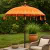 Handmade Balinese Orange Cotton Garden Parasol Umbrella 1.5m