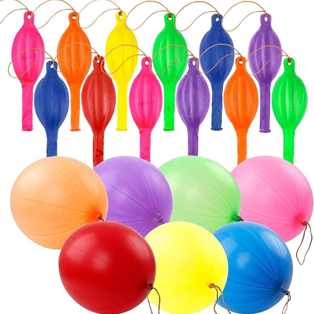 50Pcs Creative Colorful Punch Balloons with Rubber Band Handle Fun Outdoor Toy Bounce Balloons Party Supplies