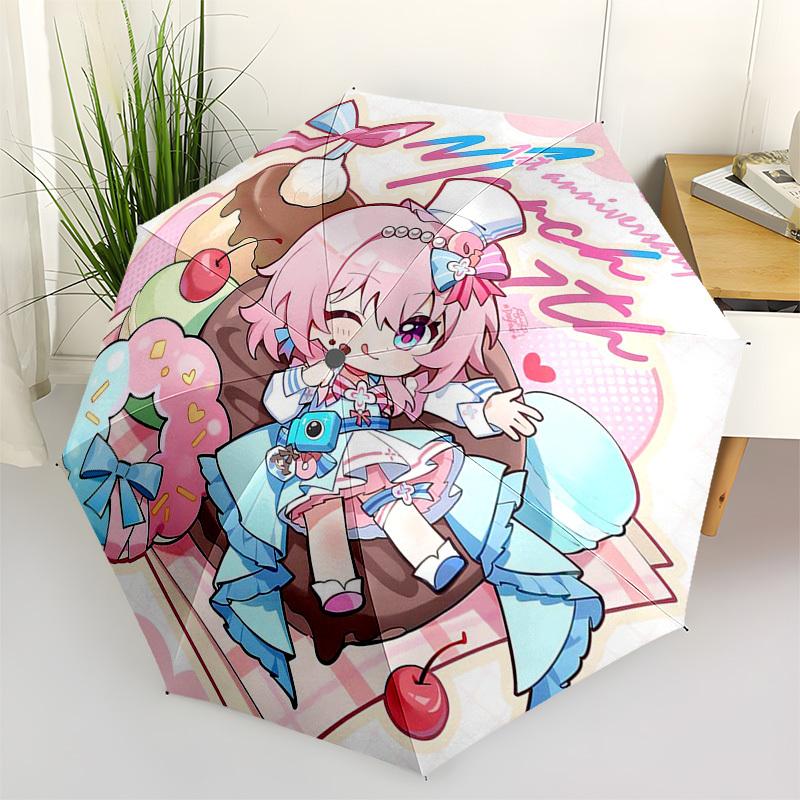

1pc March 7th Anniversary Outdoor Umbrella - Cute Anime Girl Design, Automatic Opening & Closing, Portable Tri-Fold Design, 8-Rib Iron Frame, Per