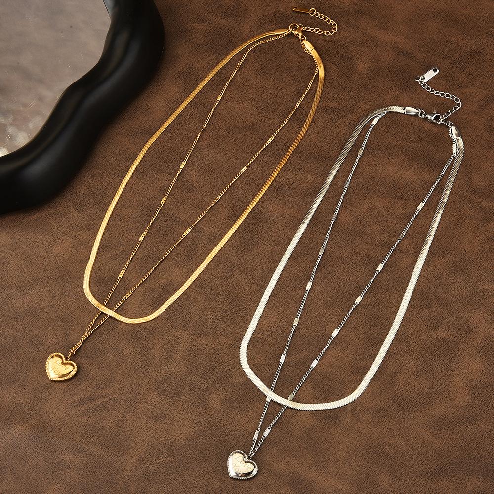 Beautiful Heart Shaped Titanium Steel Necklace For Trendy Women With Adjustable Options Length