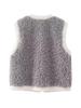 Pelz Plüsch Strickjacke Weste Frauen Elegante V-ausschnitt Ärmellose Lamm Getäfelten Verdicken Warme Jacke Herbst Winter Alle-spiel Dame Top