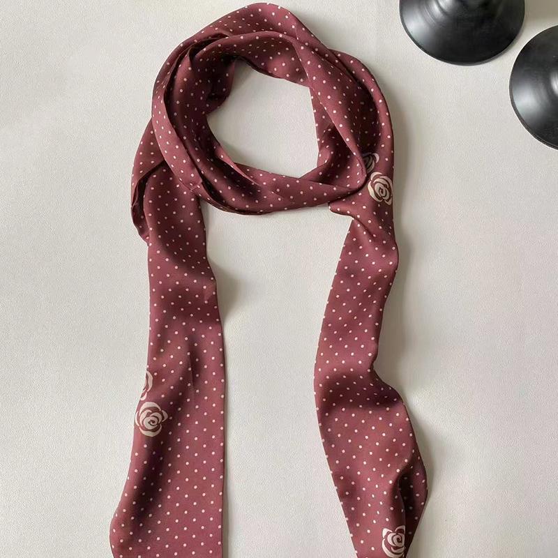Luxary Brand Design Dot Pattern Women Scarf Polyester Silk Scarf Fashion Hair Headband Foulard Skinny Bag Scarves Neckerchief