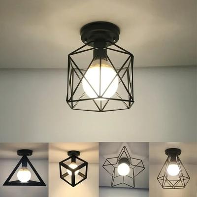 1 ks Vintage Stropní Světla Stínidlo Lampy Objímka Železná Klec Domácí Dekorace Závěsné Světlo Dekorace Lustr(Žárovky nejsou součástí balení)